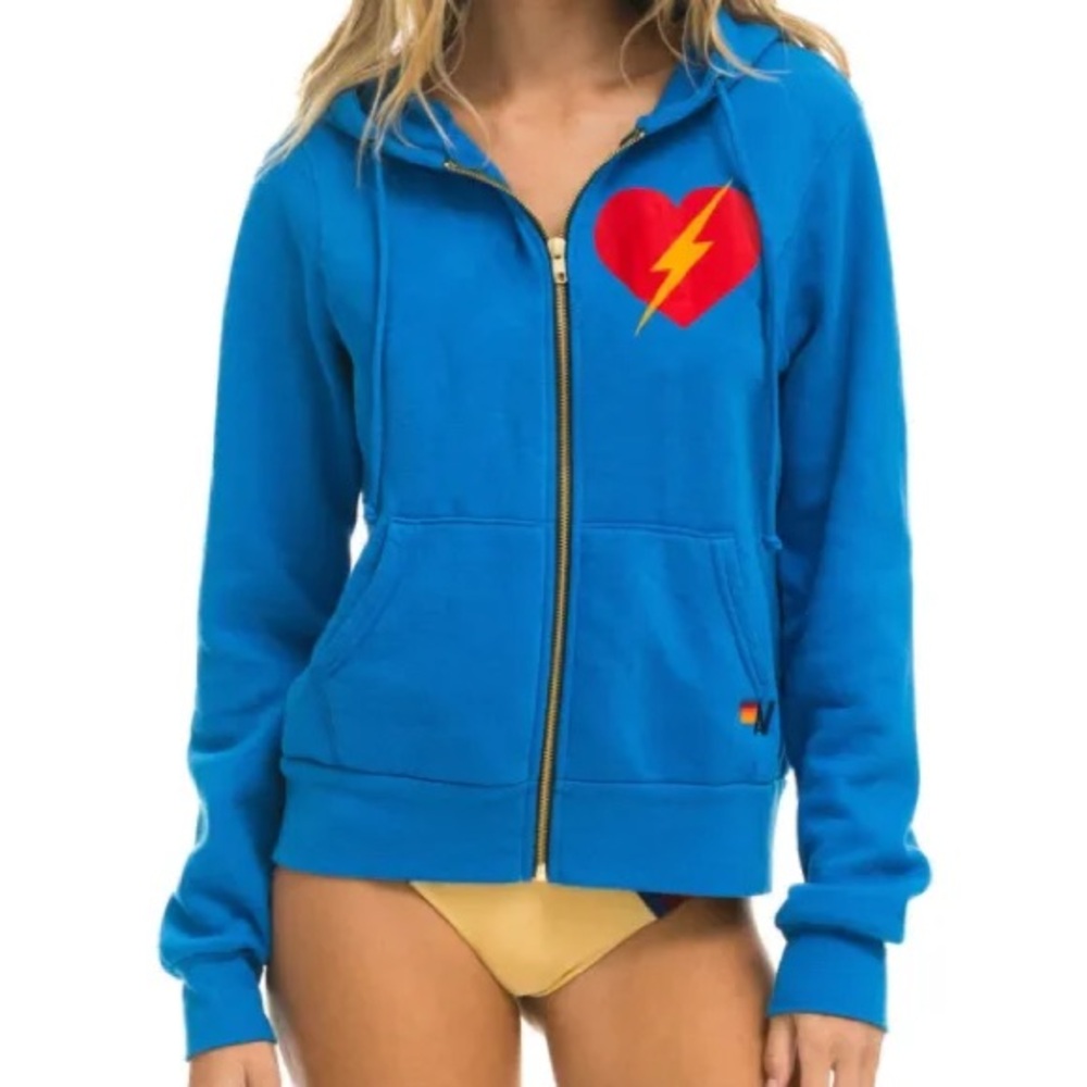 AVIATOR NATION ADVENTURE BLUE BOLT HEART SWEATSHIRT